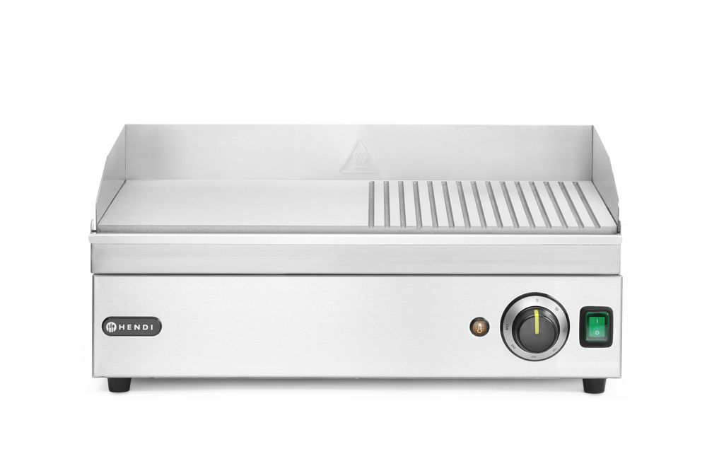 HENDI Griddle half ribbed, HENDI, Kitchen Line, 230V/2400W, 527x404x(H)233mm