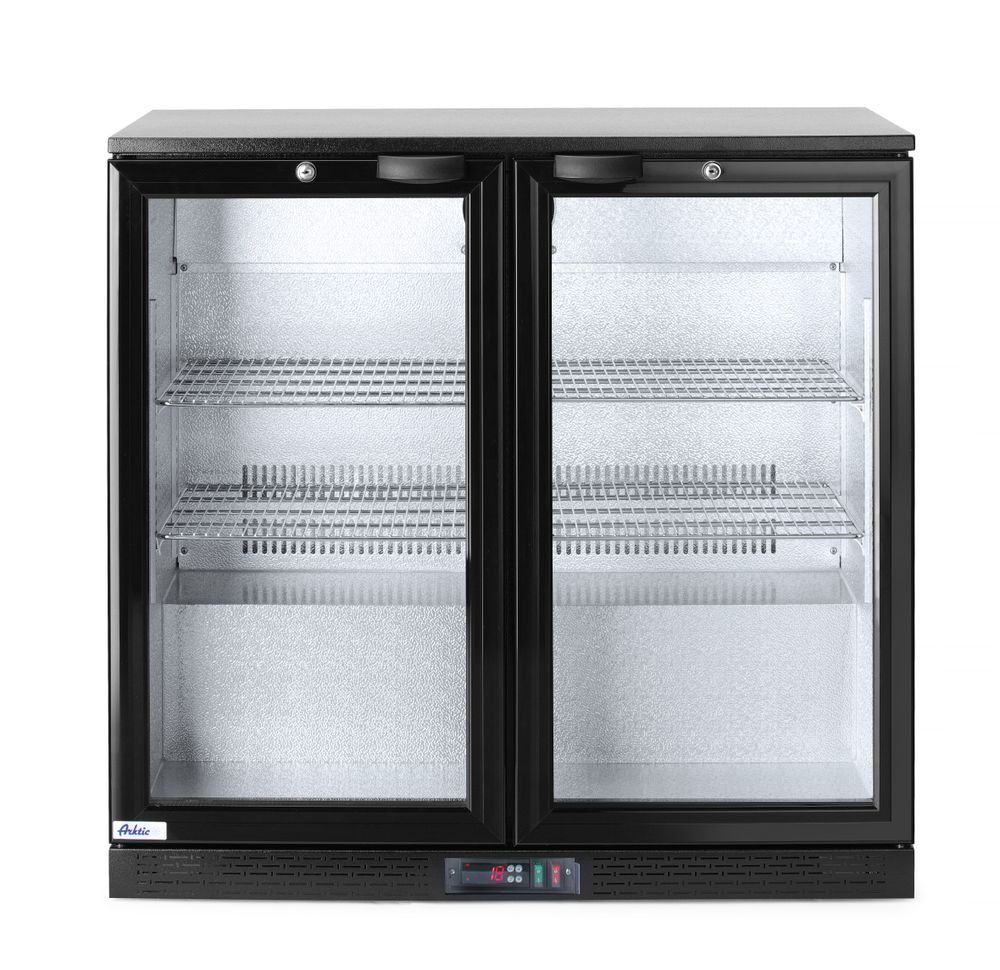 HENDI Back bar refrigerator dubbel-door, Arktic, 158L, svart, 230V/160W, 900x530x(H)865mm