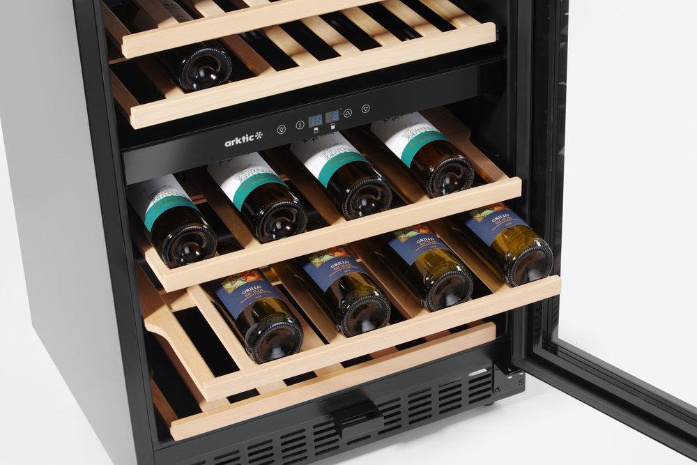 HENDI Wine cooler, 2-zone, 46 bottles, Arktic, svart, 570x595x(H)820mm