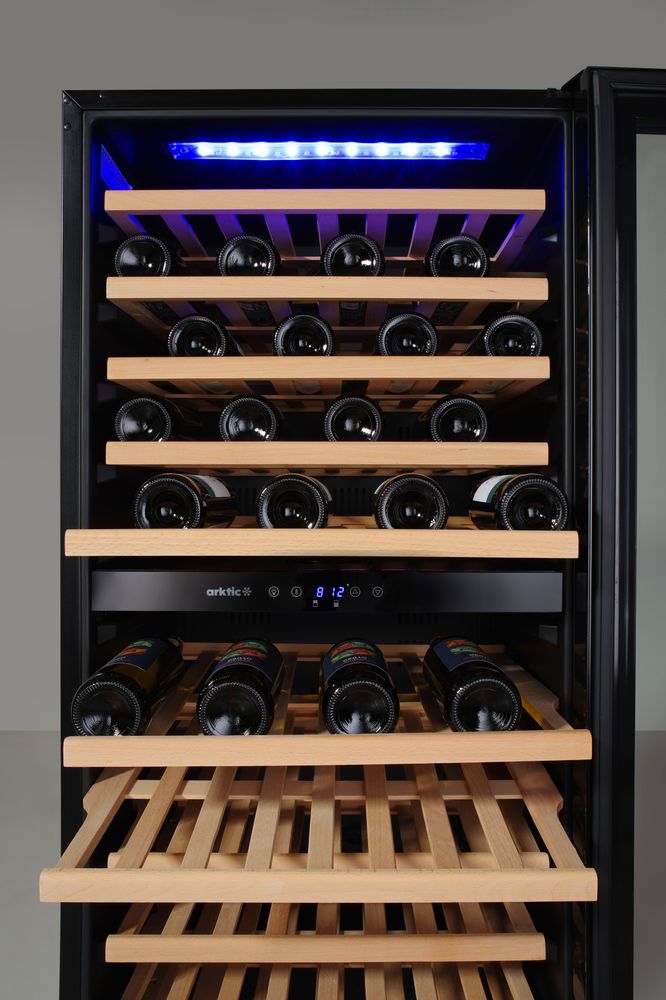 HENDI Wine cooler, 2-zone, 124 bottles, Arktic, svart, 569x595x(H)1397mm