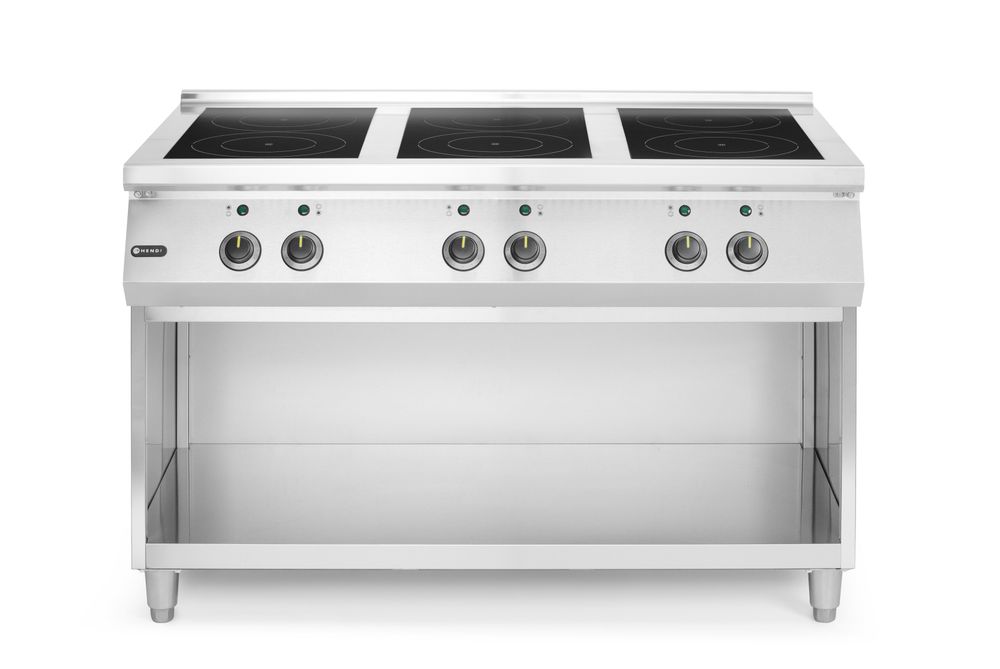 HENDI Induction stove, 6 hobs, HENDI, Open storage area, 400V/25500W, 1200x700x(H)890mm