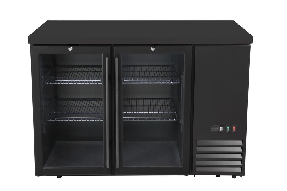 HENDI Refrigerated bar counter, glass doors, Arktic, 4 shelves, 283L, svart, 230V/185W, 1217x631x(H)865mm