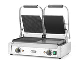 HENDI Contact grill - dubbel version, HENDI, half smooth, half ribbed, 230V/3600W, 570x375x(H)216mm