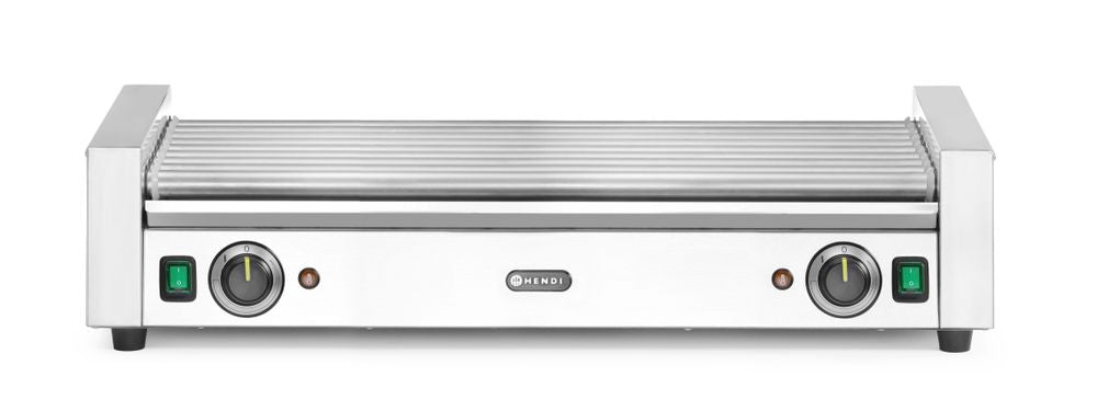 HENDI Sausage rolling grill XL - 2 zones, HENDI, 14 rollers, Silver, 230V/2000W, 732x590x(H)168mm, rektangulär