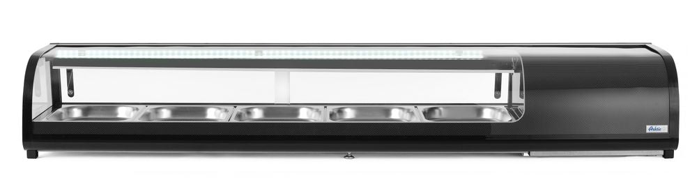 HENDI Sushi display, Arktic, Containers included: 5x GN 1/2 (H)40 mm., svart, 230V/190W, 420x1800x(H)265mm