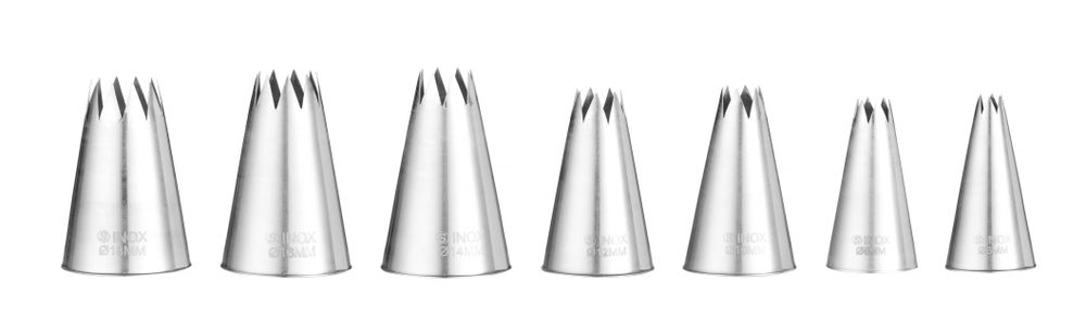 HENDI Icing tips - star, HENDI, ø6-8-10-12-14-16-18, 7 pcs