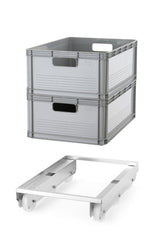 HENDI vagn för containers, 6 wheels, HENDI, för 600x400 mm containers, Silver, 655x415x(H)130mm