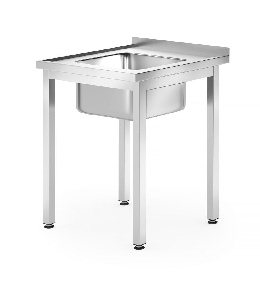 HENDI Sink table – bolted, depth 600 mm, HENDI, Profi Line, Sink in the middle, 600x600x(H)850mm