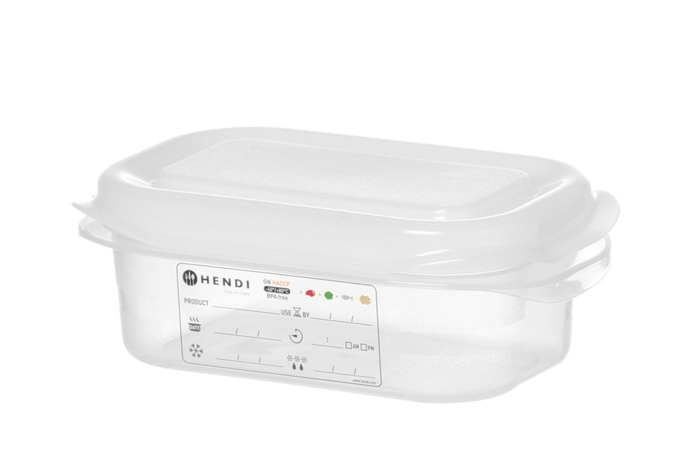 HENDI GN 1/9 behållare, polypropylene, HENDI, GN 1/9, 0,6L, Transparent, 176x108x(H)65mm, rektangulär