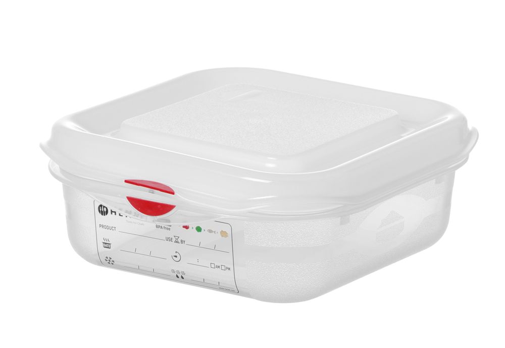 HENDI GN 1/6 behållare, polypropylene, HENDI, GN 1/6, 1,1L, Transparent, 176x162x(H)65mm, rektangulär