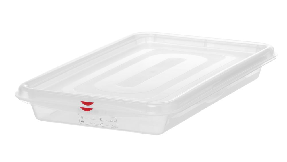 HENDI GN 1/1 behållare, polypropylene, HENDI, GN 1/1, 8L, Transparent, 530x325x(H)65mm, rektangulär