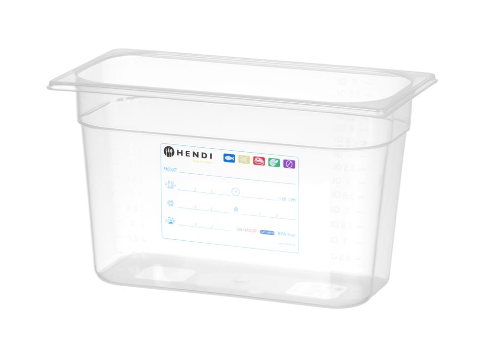 HENDI behållare GN 1/3 HACCP, HENDI, GN 1/3, 7,8L, Transparent, 325x176x(H)200mm