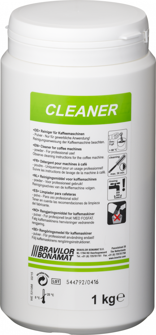 Cleaner 1 kartong, 10 burkar 1 kilo/st från Bravilor Bonamat