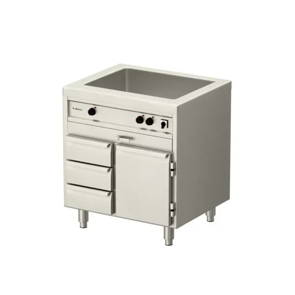Allthermo Vattenbadsvärmeri 2xGN 1/1-200 med 1 dörr och 3 draglådor – VB-800/2/W