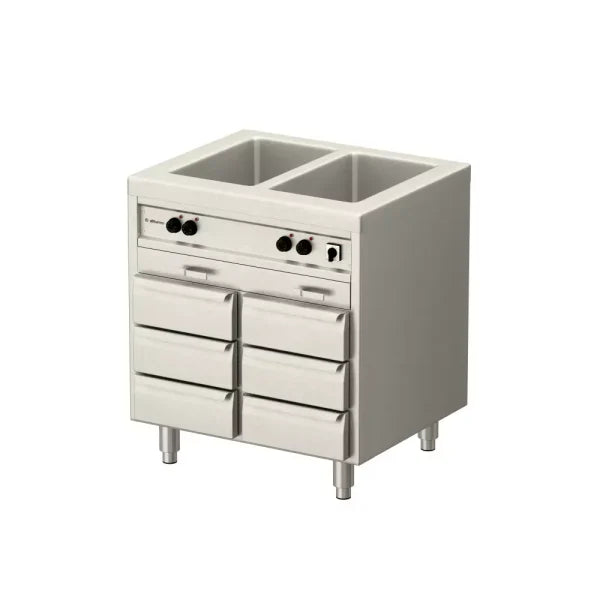 Allthermo Vattenbadsvärmeri 2xGN 1/1-200 med 6 draglådor – VB-800/3/D