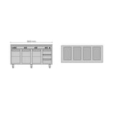 Allthermo Vattenbadsvärmeri 4xGN 1/1-200 med 3 dörrar och 3 draglådor – VB-1600/2/D