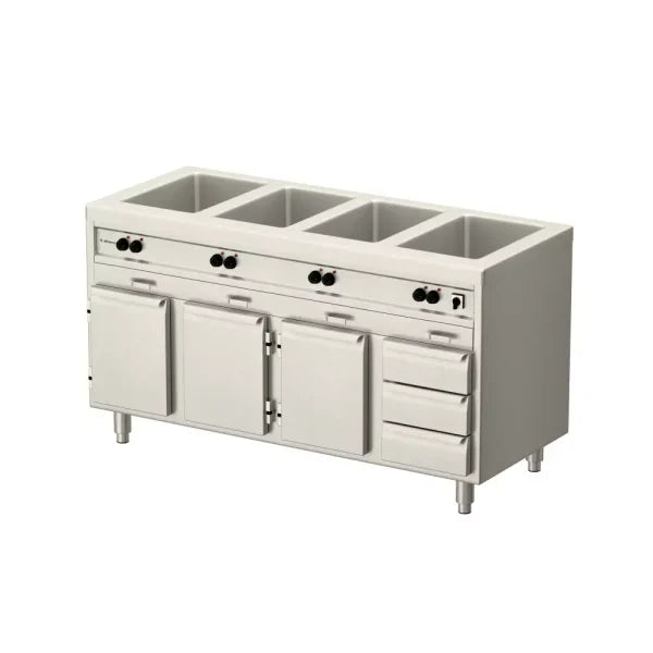 Allthermo Vattenbadsvärmeri 4xGN 1/1-200 med 3 dörrar och 3 draglådor – VB-1600/2/D