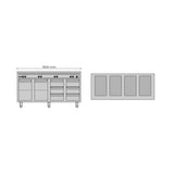 Allthermo Vattenbadsvärmeri 4xGN 1/1-200 med 2 dörrar och 6 draglådor – VB-1600/3/D