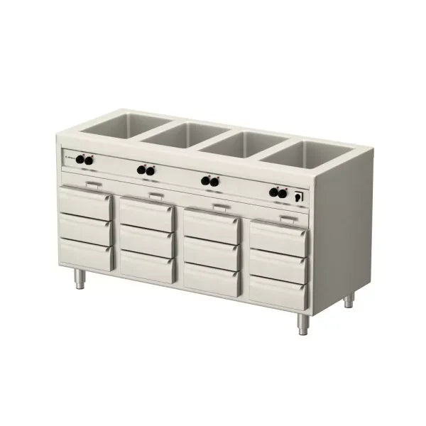 Allthermo Vattenbadsvärmeri 4xGN 1/1-200 med 1 dörr och 12 draglådor – VB-1600/5/D