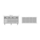 Allthermo Vattenbadsvärmeri 4xGN 1/1-200 med 1 dörr och 9 draglådor – VB-1600/4/D