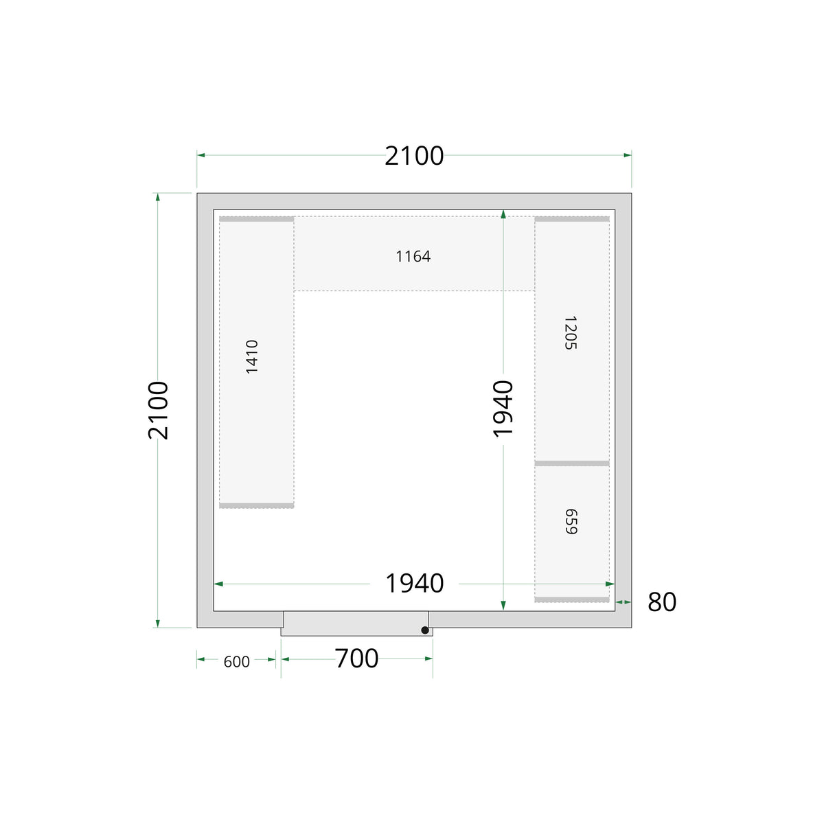 TEFCOLD Kylrumspaneler 80 mm – CR 210x210x220 1