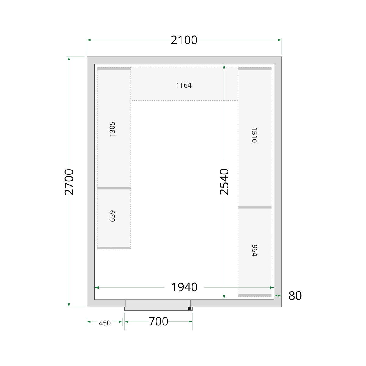 TEFCOLD Kylrumspaneler 80 mm – CR 210x270x220 1