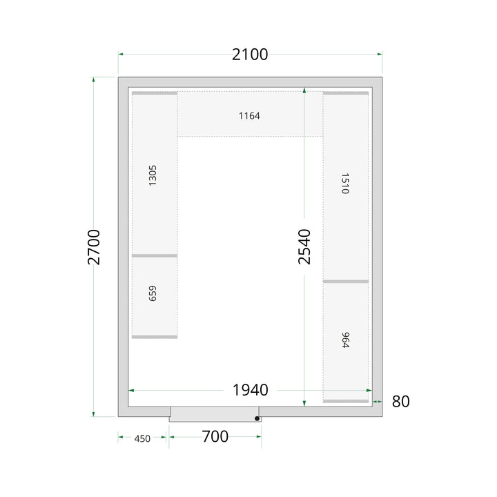 TEFCOLD Kylrumspaneler 80 mm – CR 210x270x220 1
