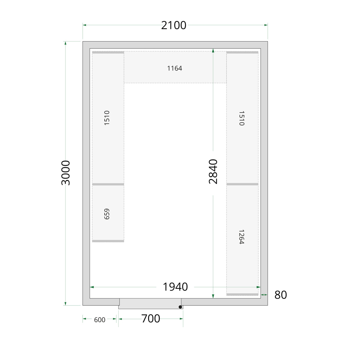 TEFCOLD Kylrumspaneler 80 mm – CR 210x300x220 1