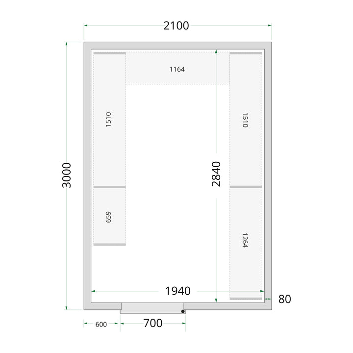 TEFCOLD Kylrumspaneler 80 mm – CR 210x300x220 1