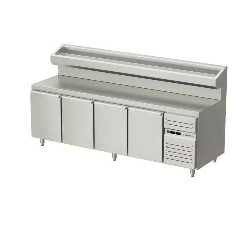 Allthermo Pizzabänk 4 dörrar, 45×60 cm-plåtar, 2600x850x900mm – AT-PKB-260-1111-H2