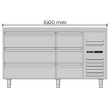 Allthermo kylbänk med 6 draglådor GN 1/1 – KHT-160-A-6