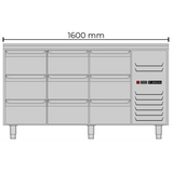 Allthermo kylbänk med 9 draglådor GN 1/1 – KHT-160-A
