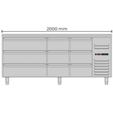 Allthermo kylbänk med 9 draglådor GN 1/1 – KHT-200-A-6