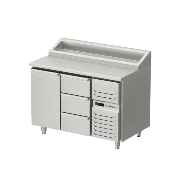 Allthermo Kallskänksbänk med 1dörr och 3 draglådor och standard kylränna GN 1/1 – KHK2-120-A