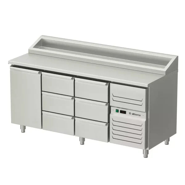 Allthermo Kallskänksbänk med 1 dörrar och 6 draglådor och standard kylränna GN 1/1 – KHK2-180-A