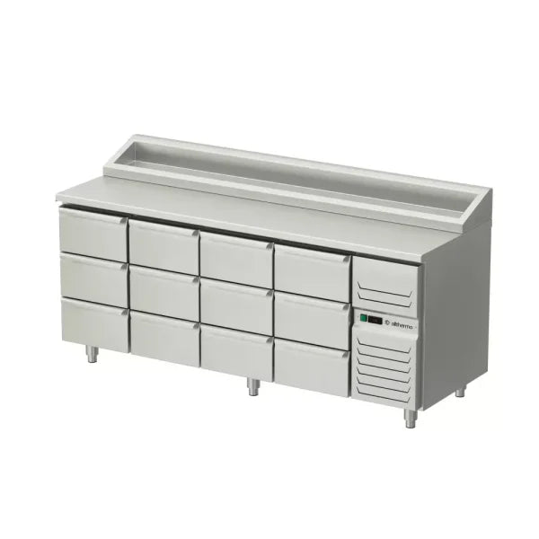 Allthermo Kallskänksbänk med 12 draglådor och standard kylränna GN 1/1 – KHK-200-A