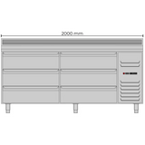 Allthermo Kallskänksbänk med 6 draglådor och standard kylränna GN 1/1 – KHK-200-A-6