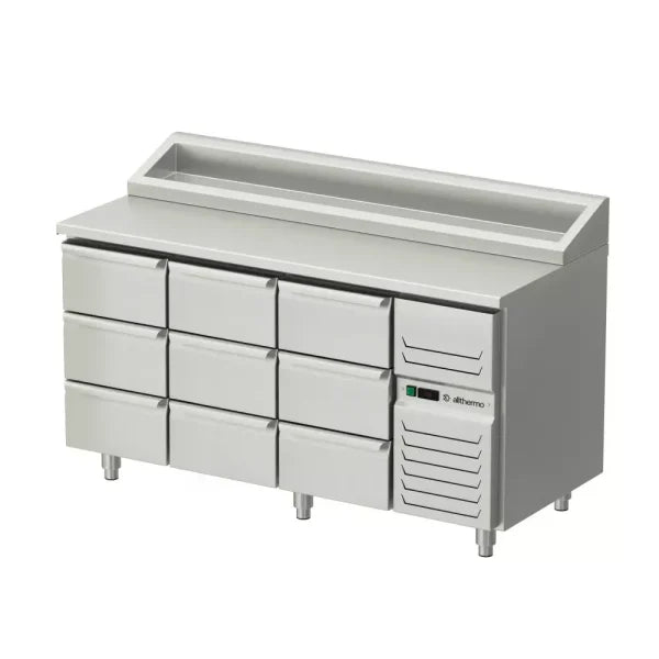 Allthermo Kallskänksbänk med 9 draglådor och standard kylränna GN 1/1 – KHK-160-A