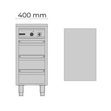 Allthermo Värmsreskåp Slätt toppskiva 3 draglådor – VR-400/3